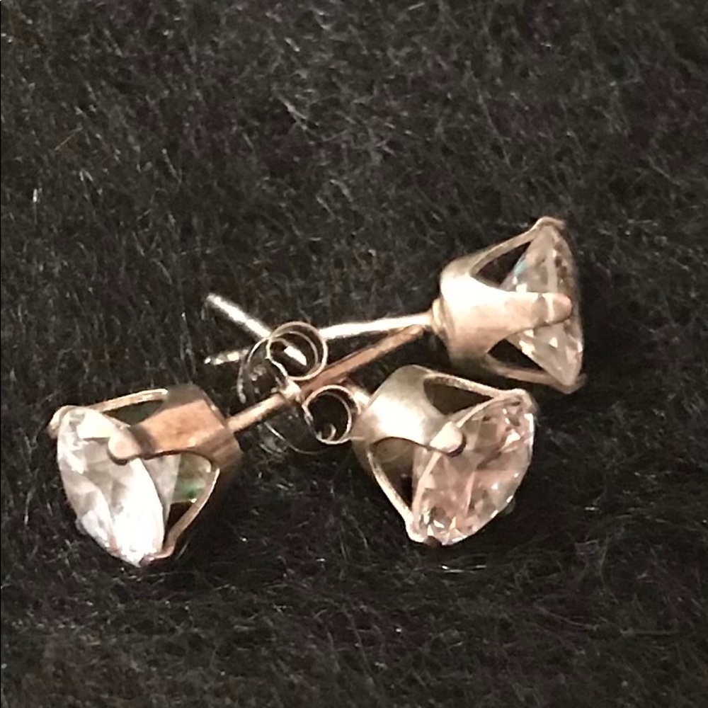 3  925 Sterling Silver Stud Earrings